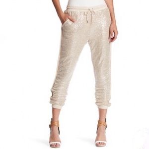 Champagne Gold Sequin Joggers Honey Punch